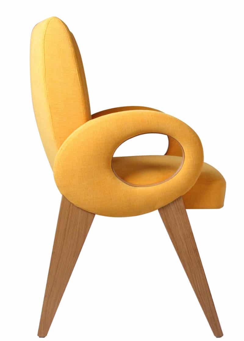AMI bridge chairs from the QUISO collection in yellow Amara fabric