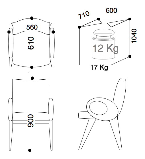 Dimensions of QUISO AMI bridge chairs